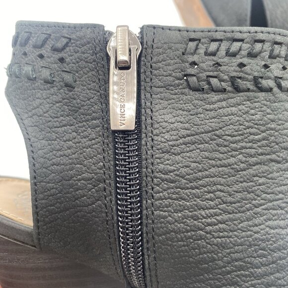 Vince Camuto Emma Leather Peep-Toe Zip Caged Heel Women’s Size US 7 Black - Picture 7 of 14